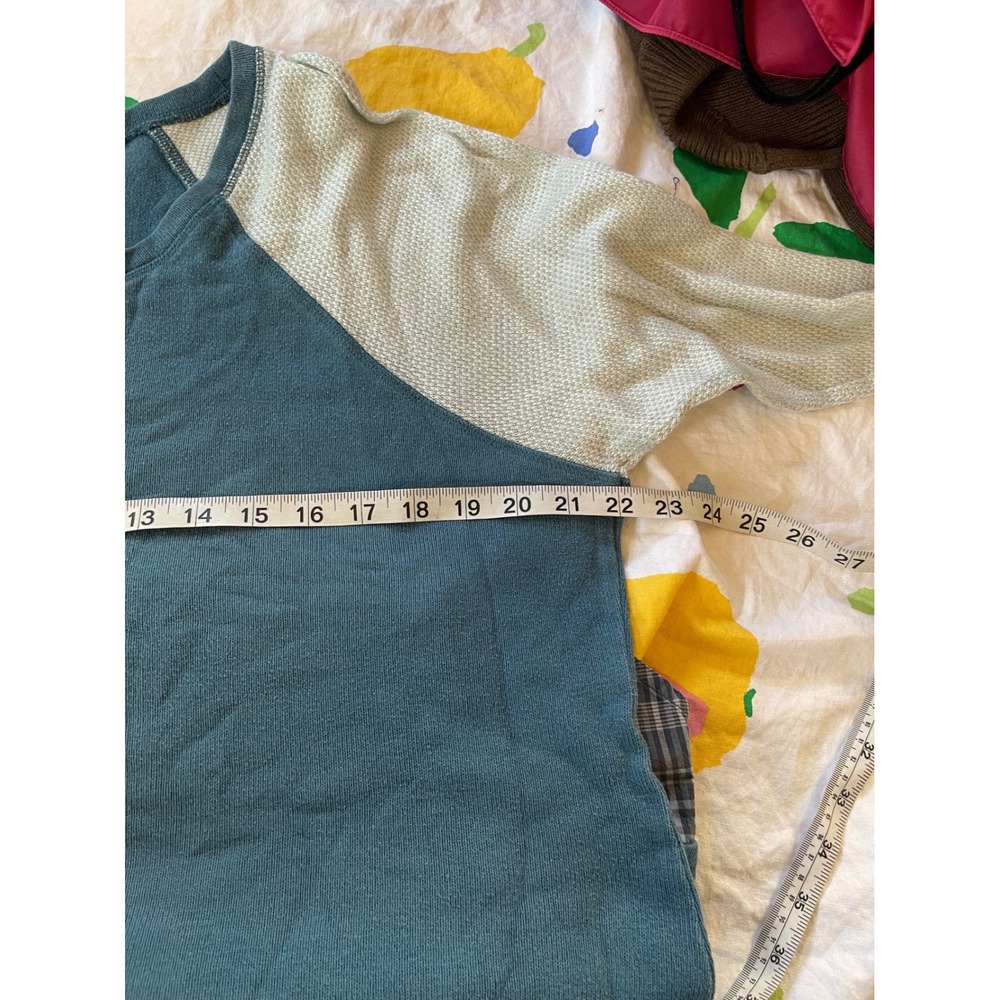 Soft Surroundings Mixed Media Plaid Hem Knit Top Teal Blue 1X - Picture 6 of 6